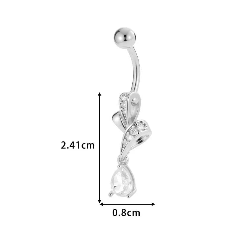 1 Piece Belly Rings IG Style Simple Style Classic Style Cross Flower Butterfly Copper Cross Flowers Butterfly Zircon Belly Rings