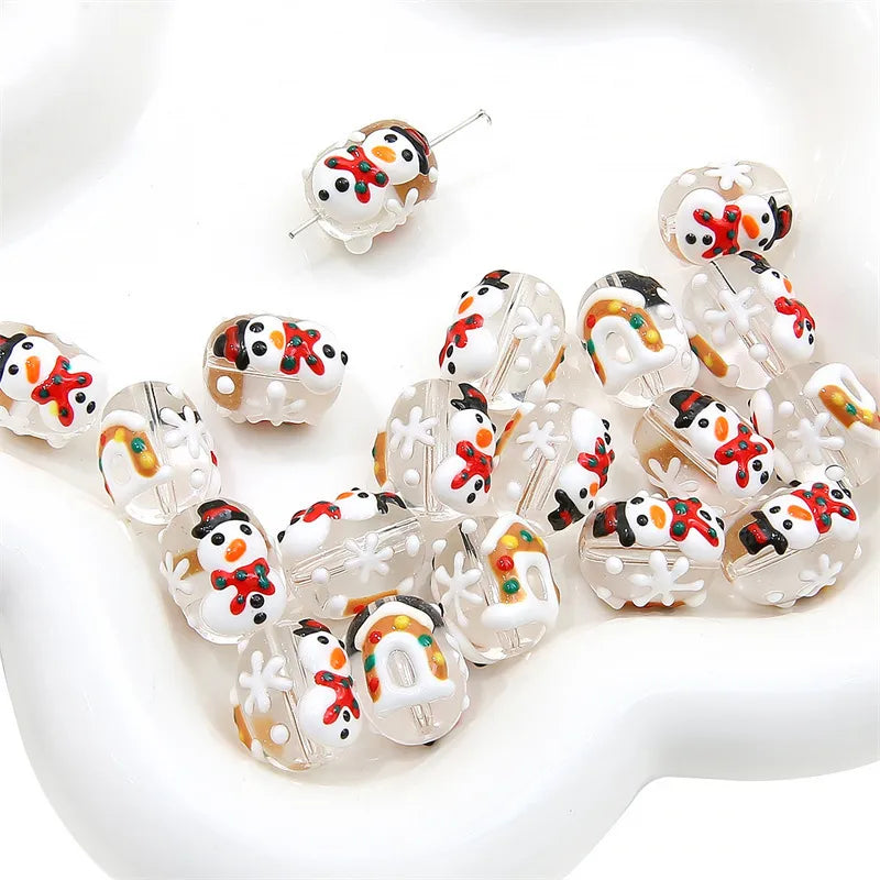 Handmade Christmas Oil Drop Glass Beads Cartoon Loose Beads For DIY Bracelets Necklaces Earrings Accessories Jewelry Making