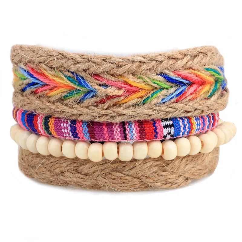 casual letter feather wings pu leather alloy beaded patchwork men's bracelets