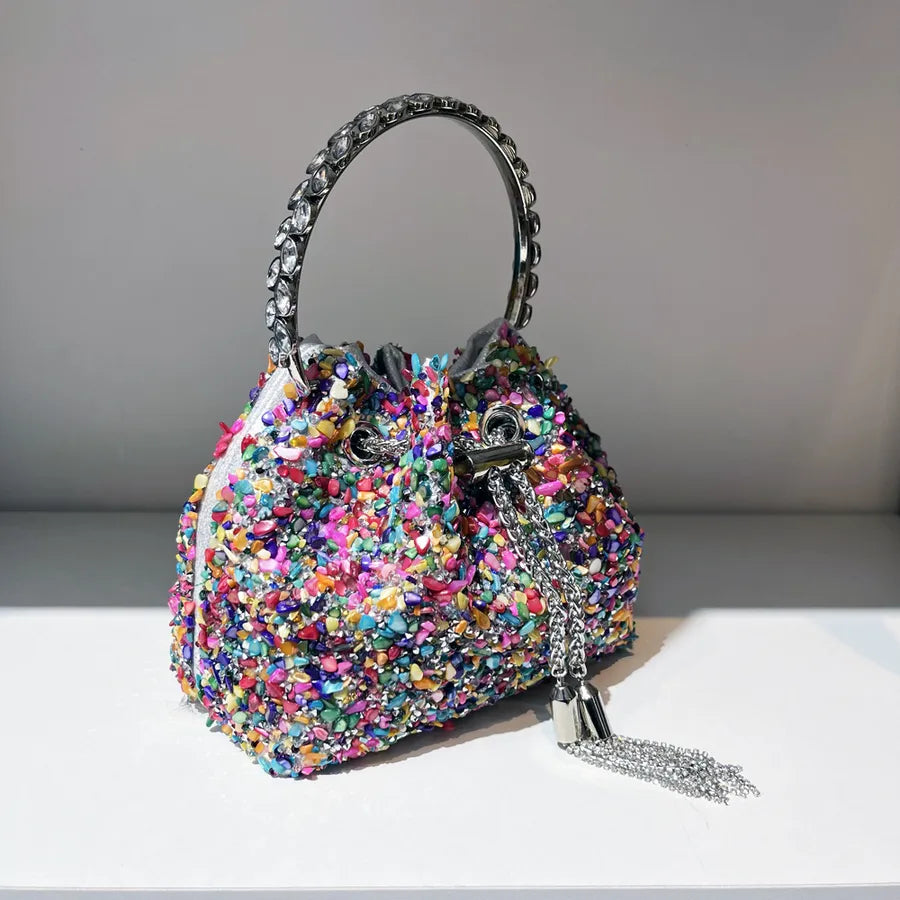 Women's Medium Polyester Solid Color Streetwear Bucket String Bucket Bag