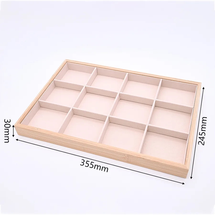 1 Pc/Package Wood Bamboo Flannel Handmade Modern Style Simple Style Wedding Home Daily Simple Solid Color Rectangle Jewelry Boxes