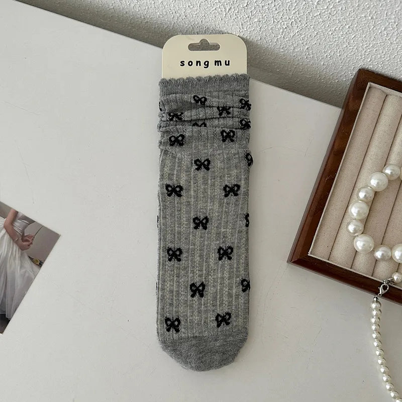 1 Piece Sweet Women's Bow Knot Cotton Crew Socks