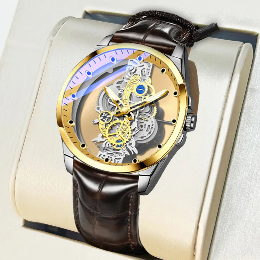 streetwear solid color single folding buckle quartz men's watches