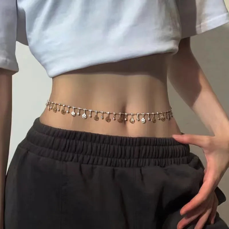 Jewelry Bikini Rhinestone Chain Waist Decoration Multi-layer Body Chain Star Rhinestone Tassel Waist Chain Women
