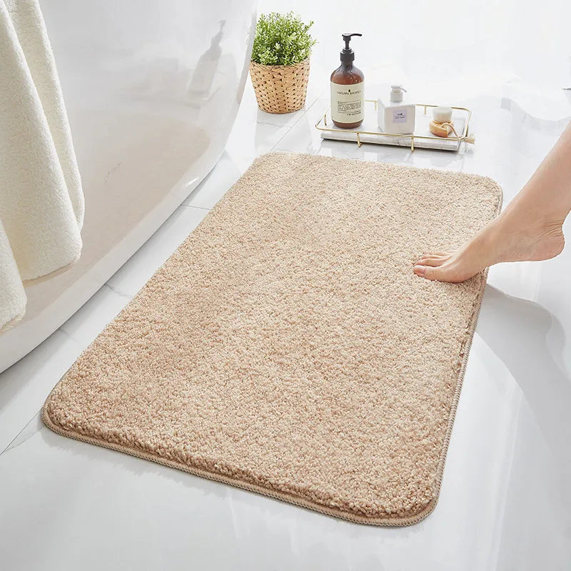 Household Bathroom Door Mat Solid Color Simple Bathroom Absorbent Non-Slip Mat Spot  Thickened Fiber Floor Mat