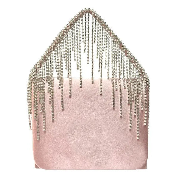 Elegant Evening Clutch Bag For Women Handbag Shoulder Bag Diamond Embellished Tassel Detail Square Bag Fashionable Accessory