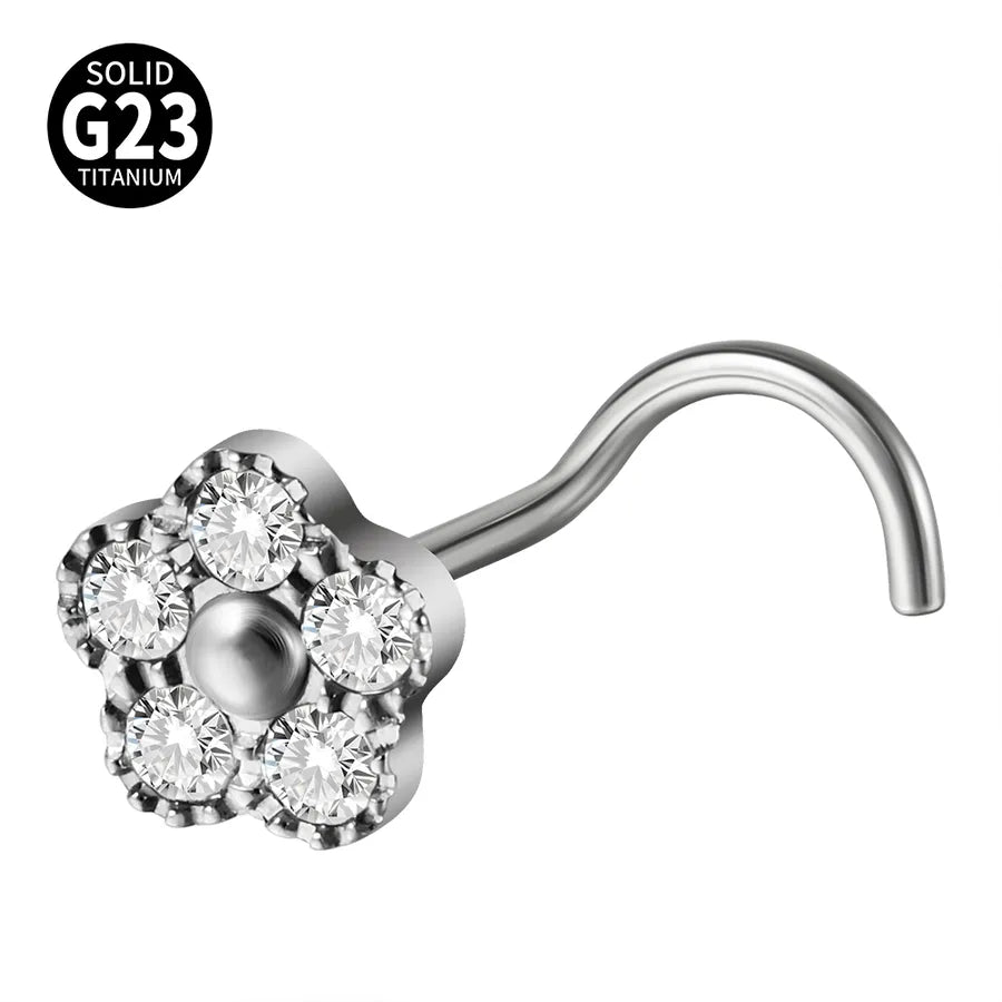 Casual Flower Butterfly Titanium Alloy Polishing Nose studs 1 Piece