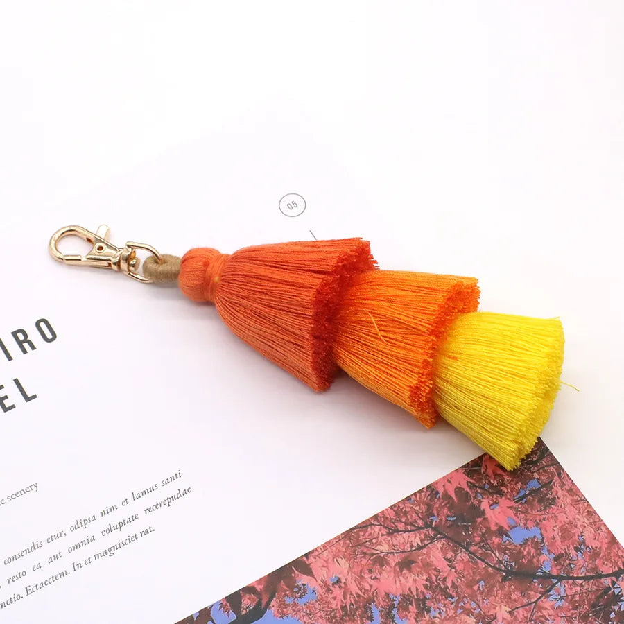 elegant color block cotton women's bag pendant keychain
