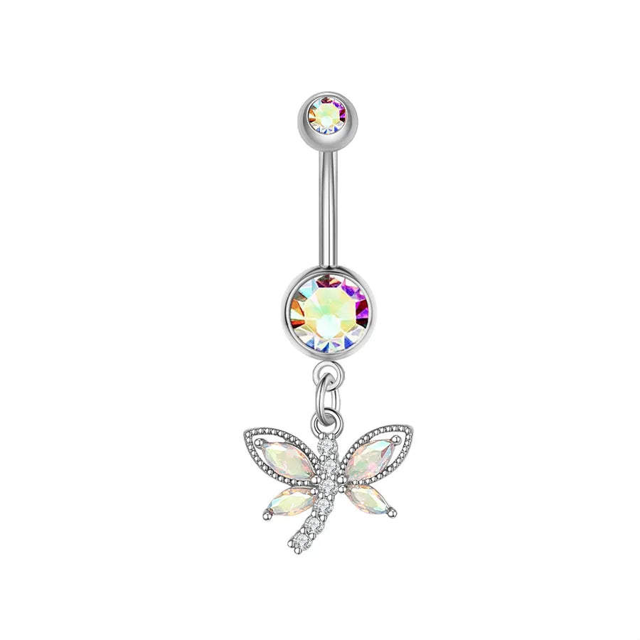 fashion flower bee stainless steel plating artificial gemstones belly ring