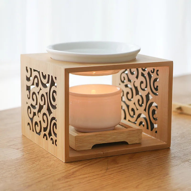 Factory Direct bamboo candle candle lamp aromatherapy lamp essential oil lamp aromatherapy stove export single candlestick