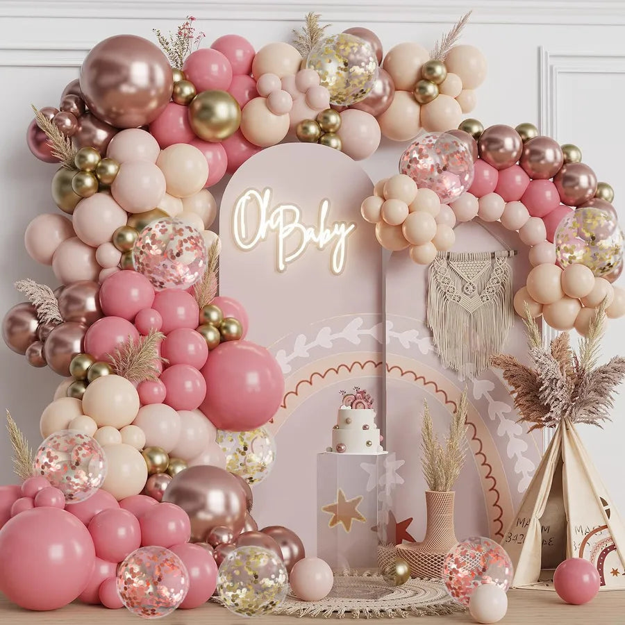 Retro Rose Gold Balloon Chain Wedding Party Team Bride Decoration Prop Balloon Set Atmosphere Decor Latex Material For Valentine's Day Birthday Camping