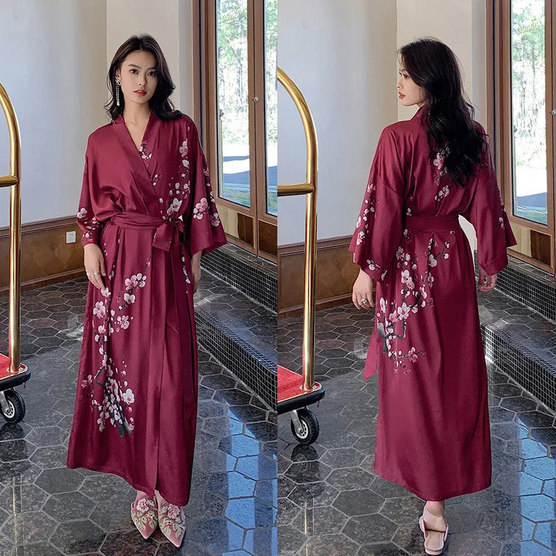 new satin chiffon ice silk light bathrobe multicolors