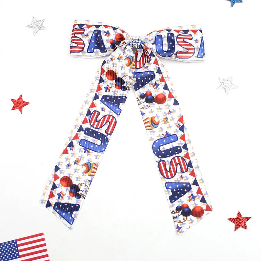 Independence Day Hairpin American Flag Bow Hair Accessories Children Girl Cute Headwear Patriotic Hairpin
