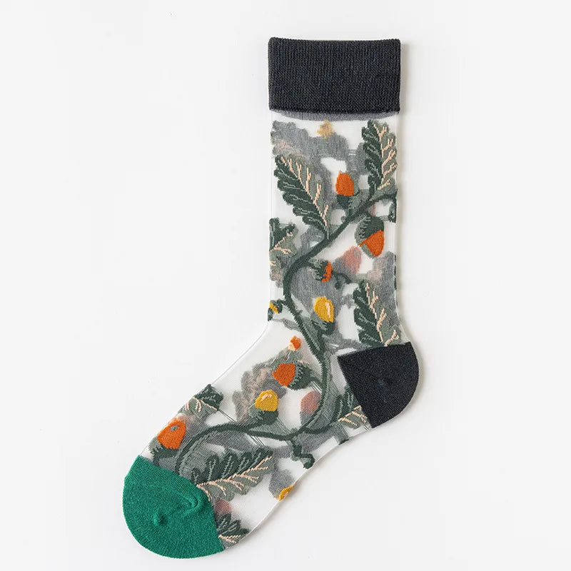 2 Pairs Cute Modern Style Women's Flower Cotton Crystal wire Crew Socks