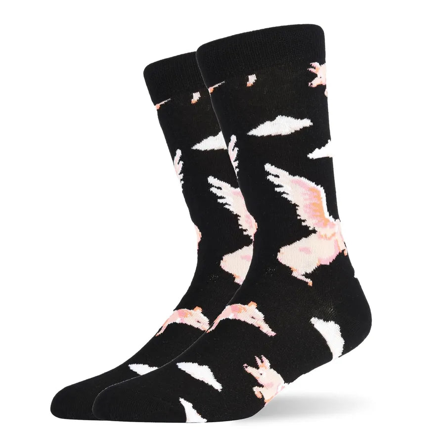 men's fashion car mushroom nylon cotton jacquard crew socks