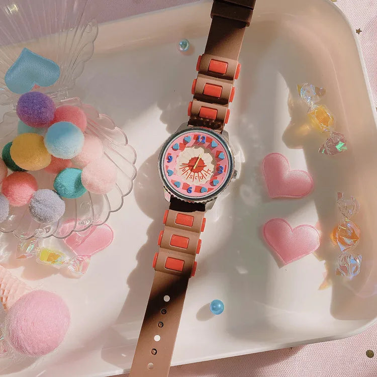 Sweet Cartoon Buckle Electronic Women's Watches