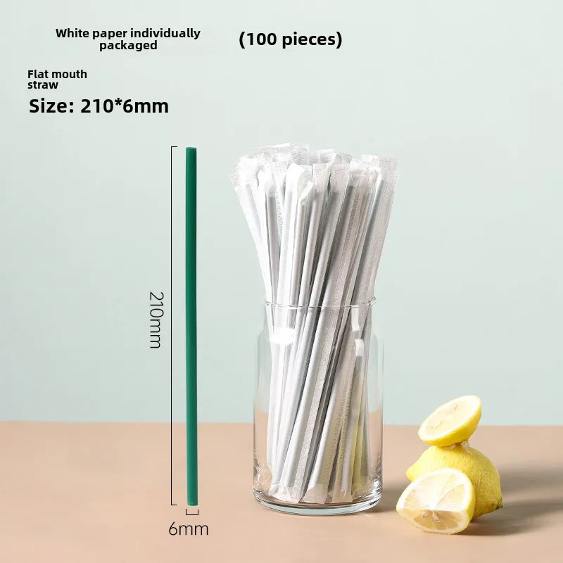 Disposable straw thick separate packaging commercial food grade plastic green hot drink pearl milk tea coffee special thin