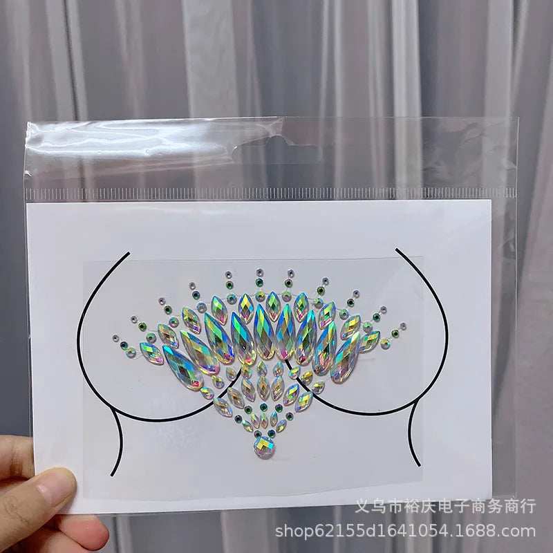 Halloween face stickers chest stickers body tattoo stickers resin acrylic Diamond stickers   tattoo stickers wholesale