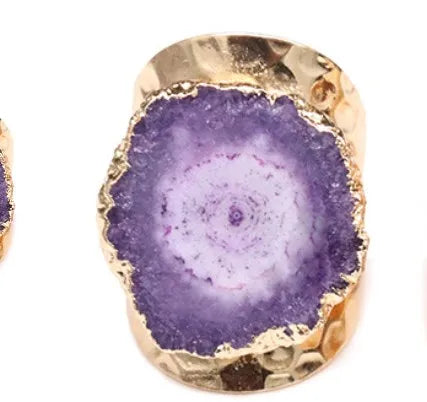 exaggerated irregular flower gem metal gold plated gem crystal wholesale open ring