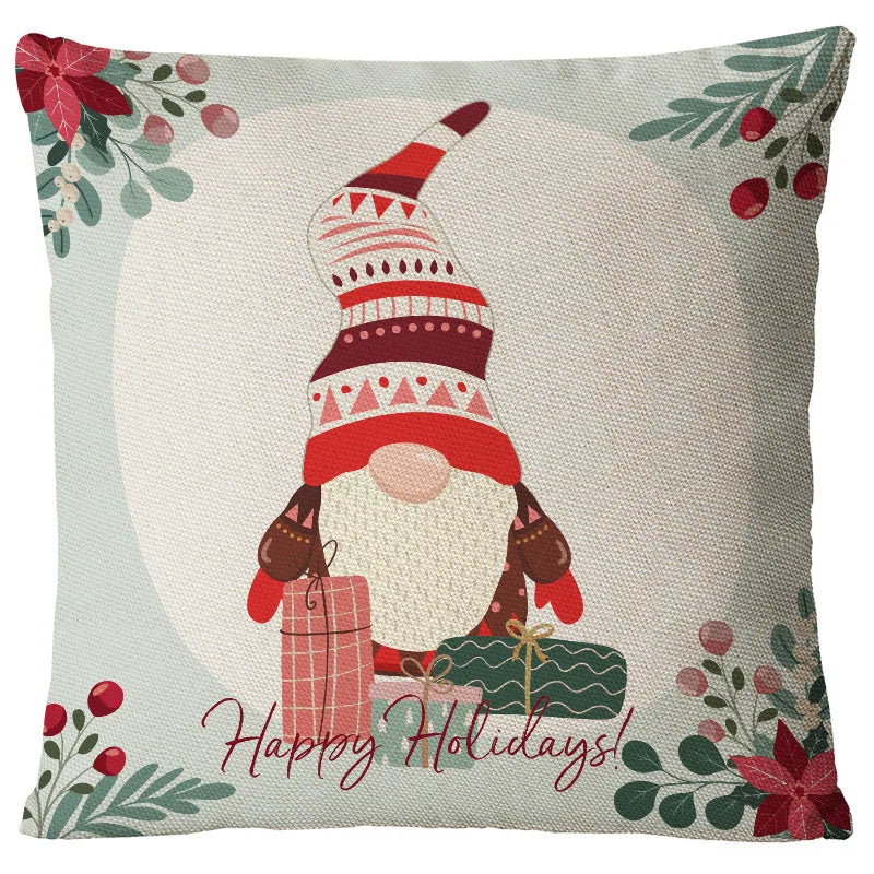 Christmas Glam Santa Claus Snowman Linen Pillow Cases Couch & Sofa Decor