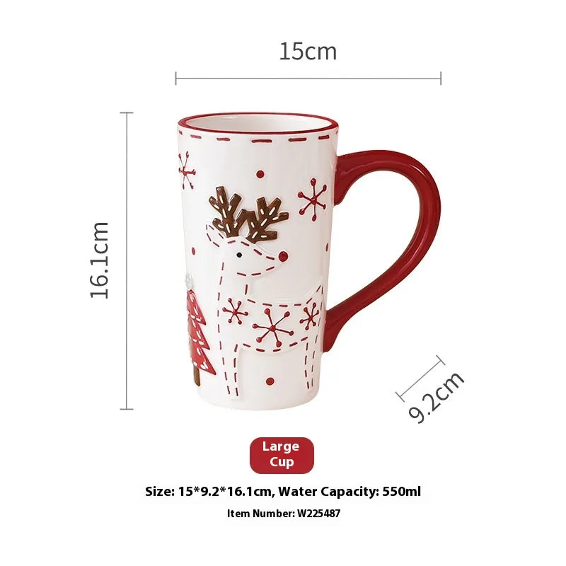 Nordic Santa Claus Ceramic Cup Office Home Water Cup Mugs Dining Breakfast High Cup Soup Cup Engraving Design Christmas Theme