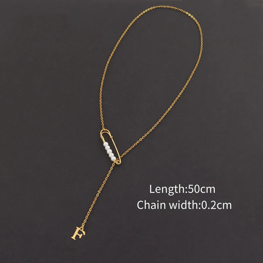Wholesale Jewelry Simple Style Classic Style Pin Letter 201 Stainless Steel 304 Stainless Steel Copper cable chain Pendant Necklace