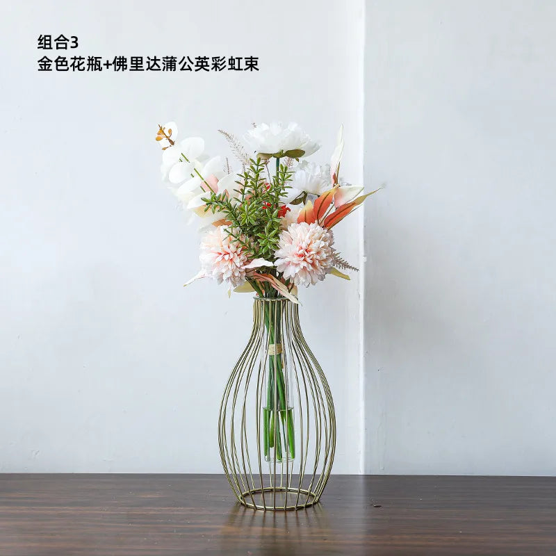 Simple Style Irregular Iron Vase Artificial Decorations