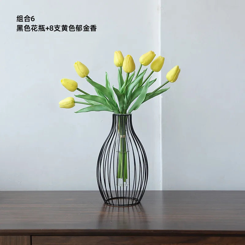 Simple Style Irregular Iron Vase Artificial Decorations