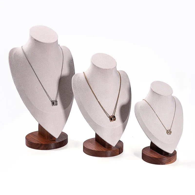Walnut Wood Necklace Display Stand Portrait Neck Model Jewelry Stylist Showoff High-End Sensation Integrated Design Display Rack