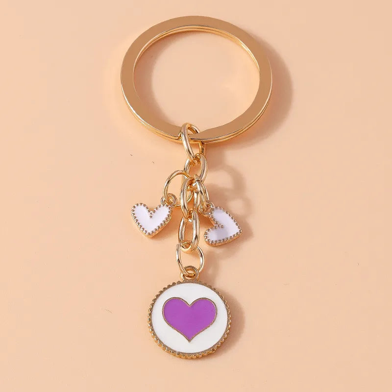 Cartoon Style Sweet Simple Style Round Heart Shape Alloy Keychain