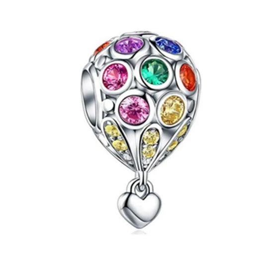 1 Piece 19*9mm 925 Sterling Silver Zircon Hot Air Balloon Polished Beads Jewelry Accessories