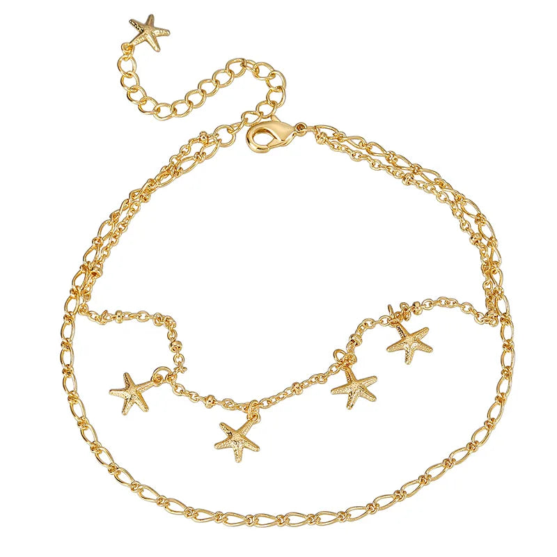 Wholesale Jewelry Modern Style Pentagram Copper Anklet