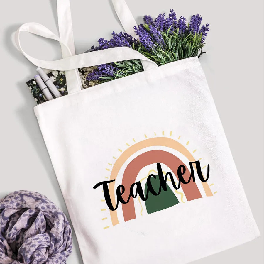 foreign trade Teach Love Rainbow printed canvas bag shoulder bag student fashion handbag spot