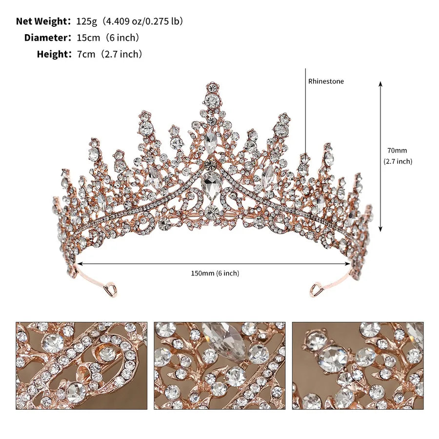 new retro luxury full diamond alloy crown wedding dress wholesale nihaodropshipping