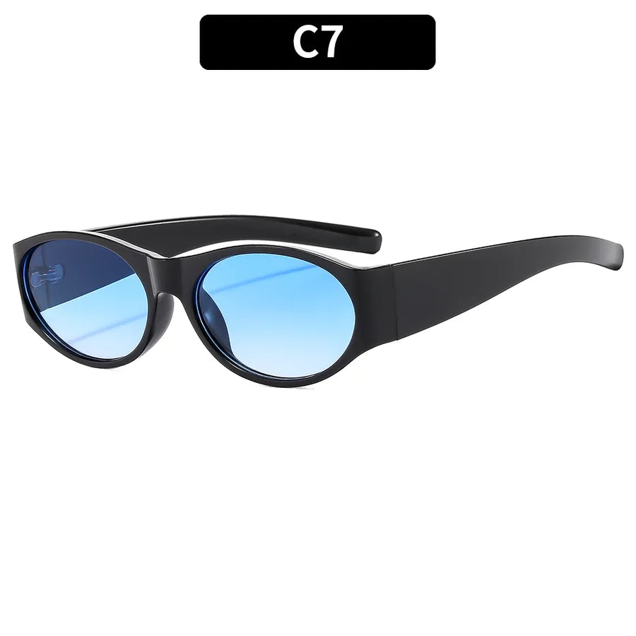 casual vacation geometric ac oval frame full frame men's sunglasses
