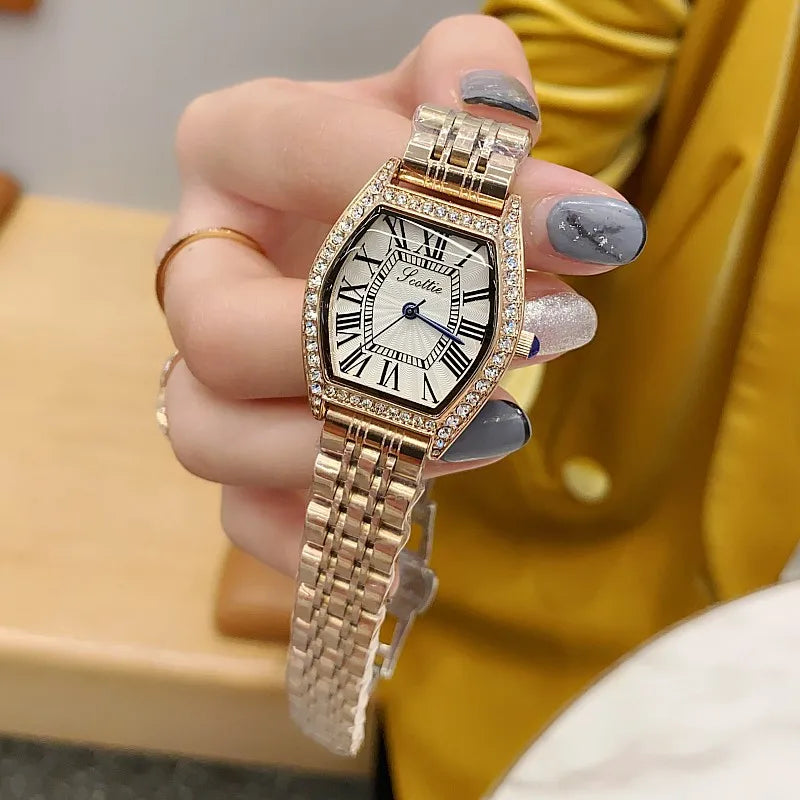 Retro Classic Style Solid Color Buckle Quartz Watch Women's Watches