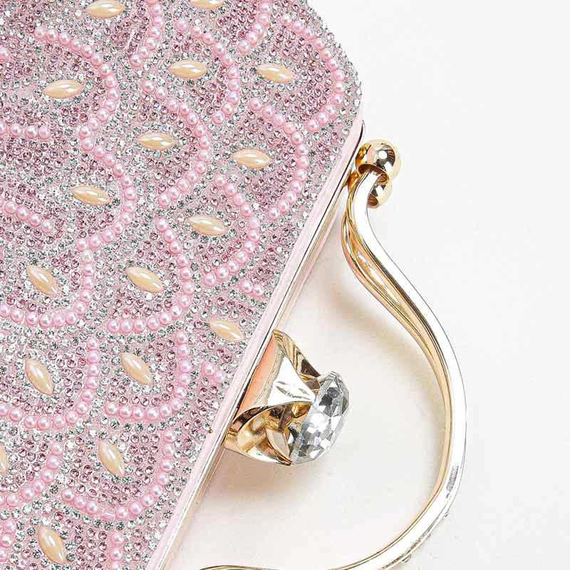 Pink Pu Leather Geometric Square Evening Bags
