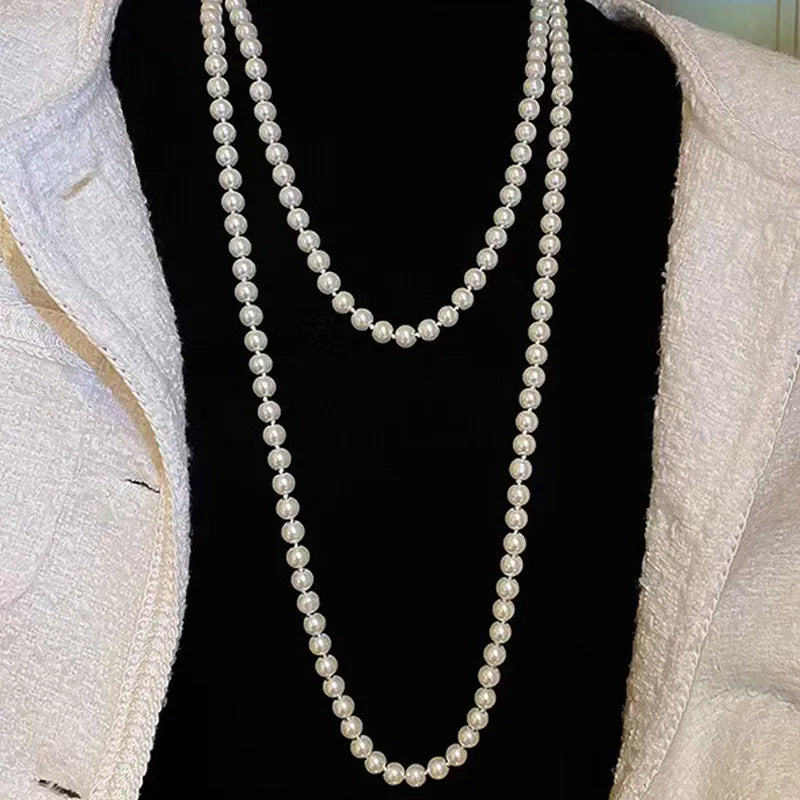 Simple Style Streetwear Solid Color Imitation Pearl Cord String Beaded Necklaces Wholesale
