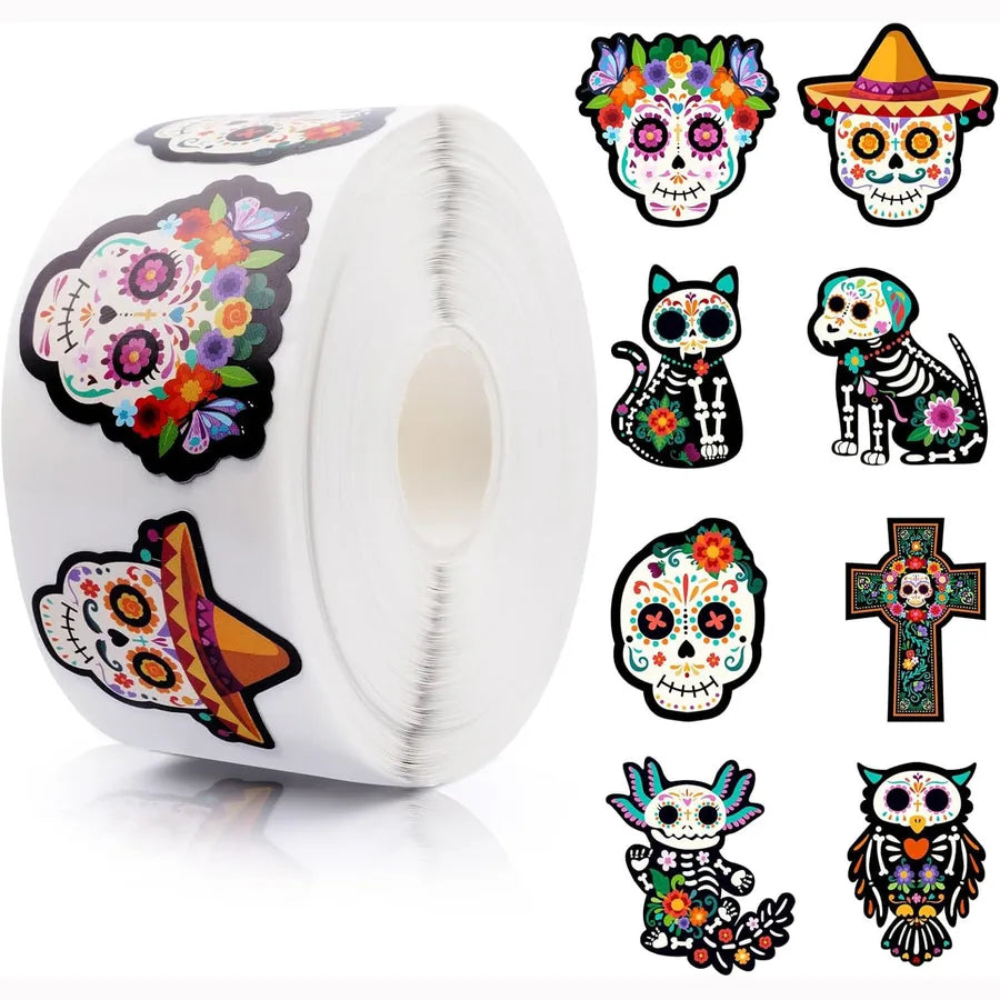 500 Pieces Halloween Festival Celebration Skeleton Non-drying Adhesive Stickers Labels Sealing Stickers Cardstock Material