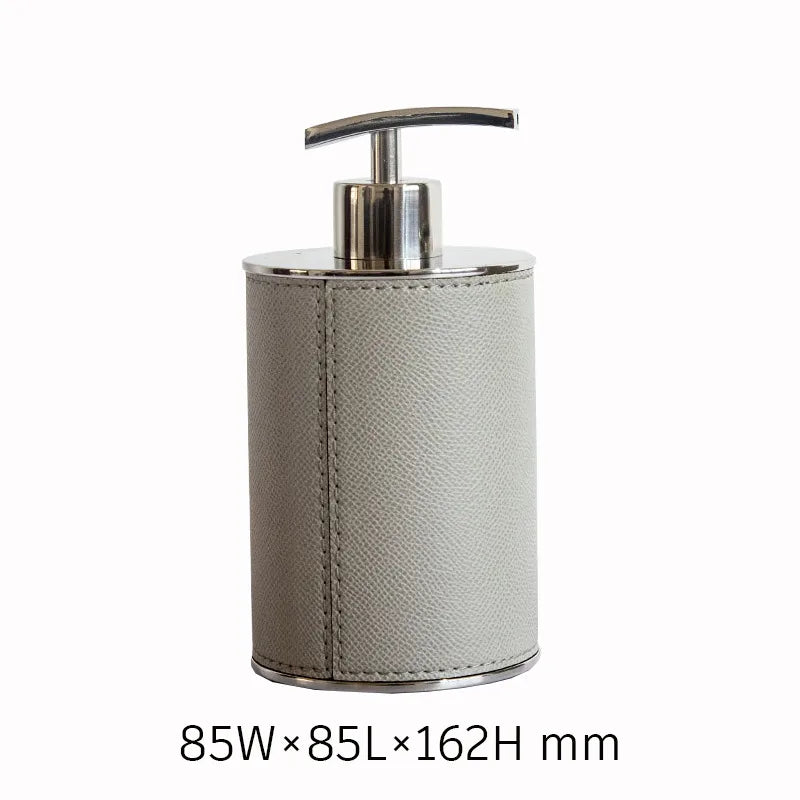 Modern European-style Home Furnishing Soft Matching Set Stainless Steel Leather Soap Dispenser Toothbrush Box Bathroom Four-piece Set Ornaments