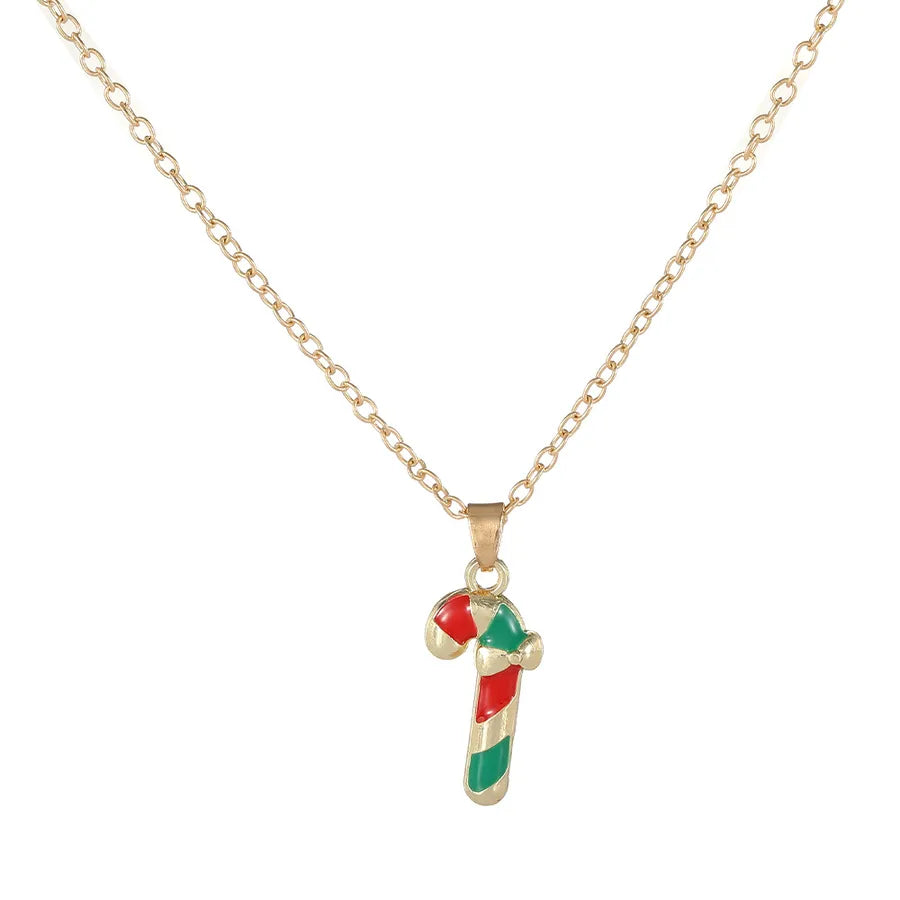 Christmas Themed Alloy Pendant Necklace With Bell Snowflake Design Geometric Pattern For Men And Women Christmas Tree Santa Claus Deer Stick