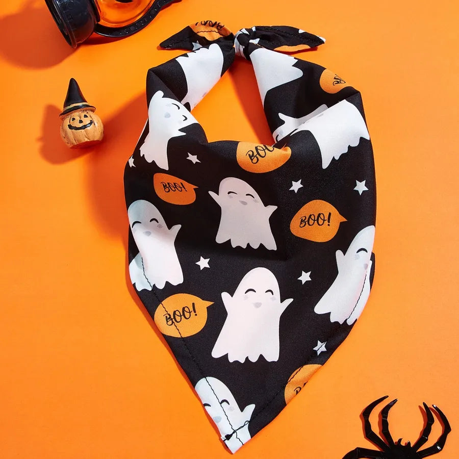 Halloween Pet Costume Saliva Towel High Definition Digital Print Dog Triangular Scarf Pet Decorative Neck Warmer Polyester
