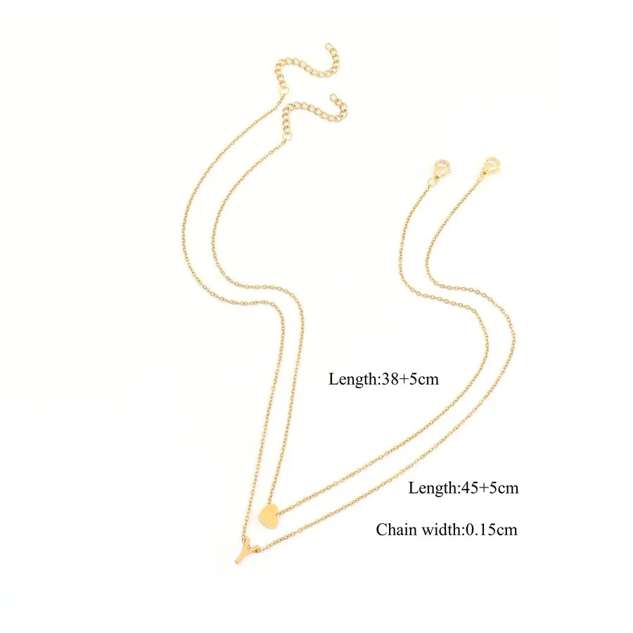 Wholesale Jewelry Simple Style Classic Style Letter Heart Shape 201 Stainless Steel 304 Stainless Steel cable chain Pendant Necklace