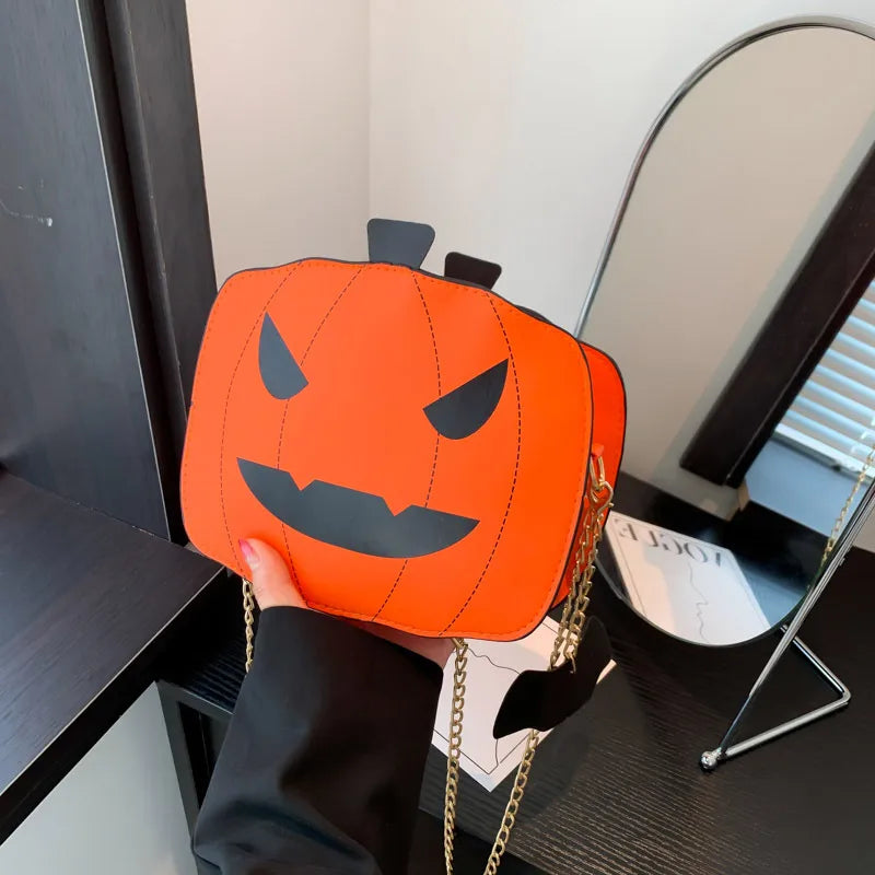 Halloween Funny Pumpkin Bag  New Fashion Color Contrast Personalized Creative Trendy One-Shoulder Women's Bag Cartoon Crossbody Bag