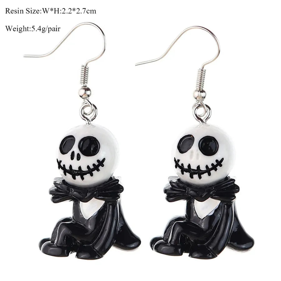 Halloween Series  Ear Rings Scary Funny Personality Skull Spider Ghost Pumpkin Resin Earrings Dangle