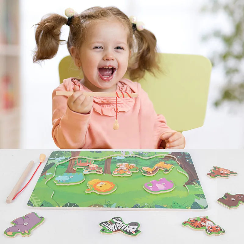 Magnetic Wooden Fishing Toy For Children Early Education Development Baby Intelligence Enhancement Preschool Parent-Child Game