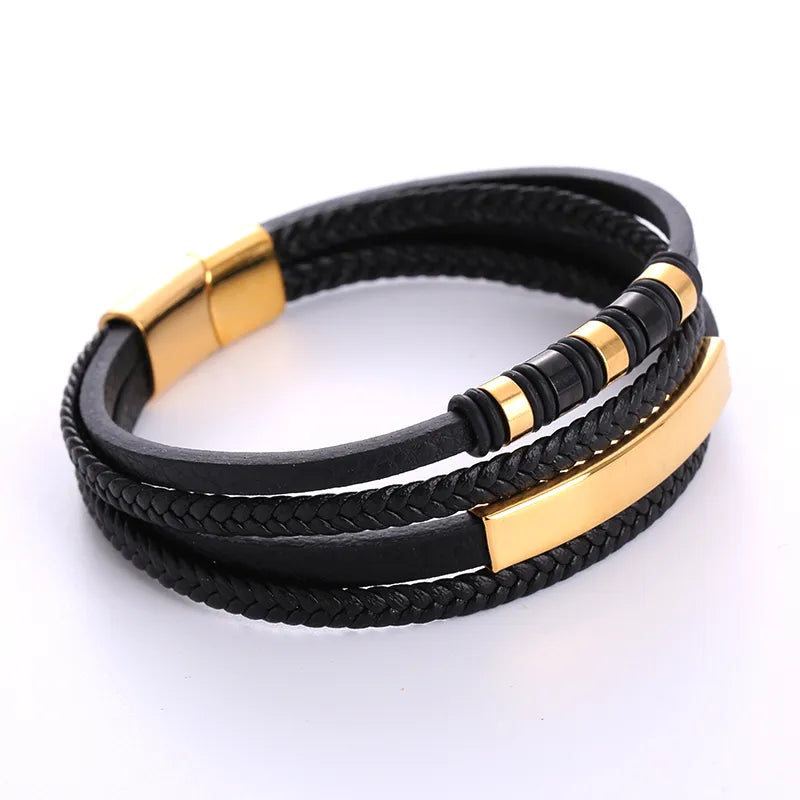 1 piece retro stainless steel plating 18k gold plated men's bracelets