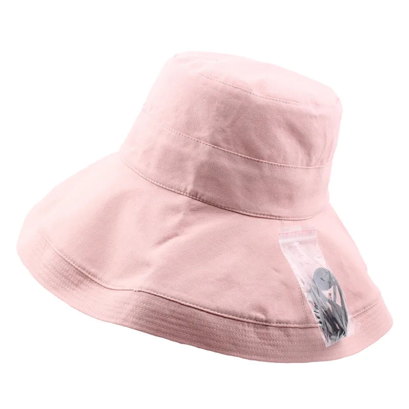 Women's Basic Solid Color Big Eaves Bucket Hat
