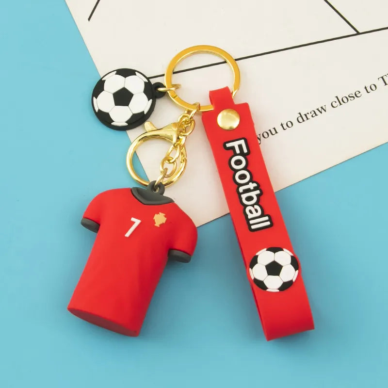 fashion letter football pvc unisex bag pendant keychain 1 piece