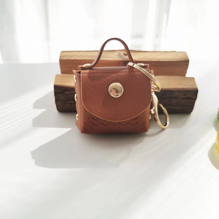 Simple Style Solid Color Pu Leather Women's Keychain
